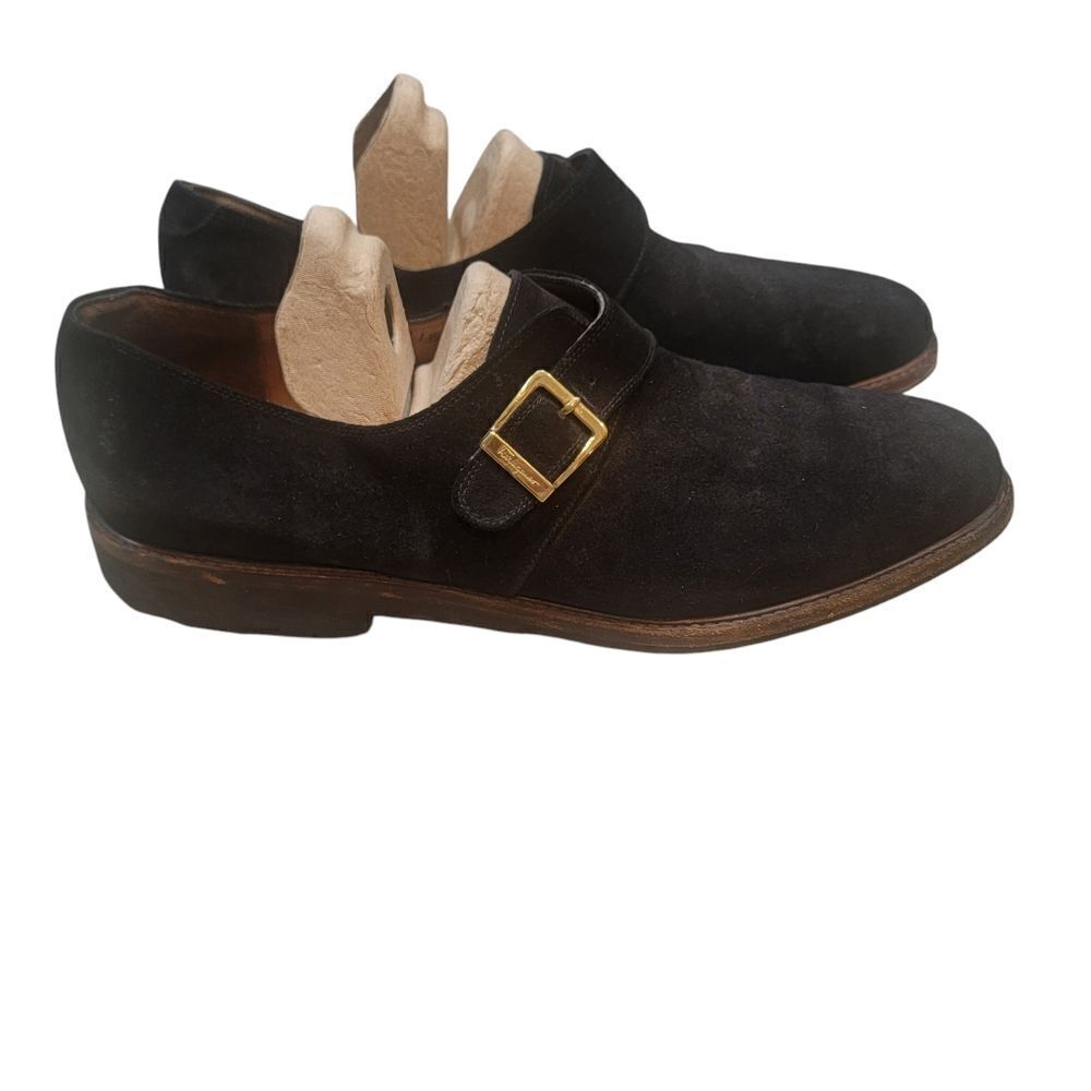 Salvatore Ferragamo Men's Black Suede Monk Strap Shoes. Size 11.5 C. - Picture 2 of 14
